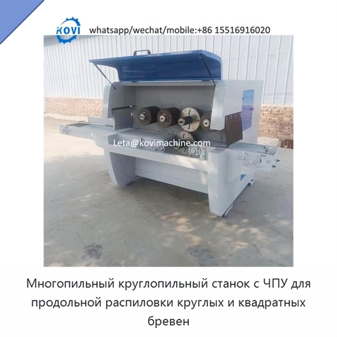 Многопильный круглопильный станок с ЧПУ для продольной распиловки круглых и квадратных бревен