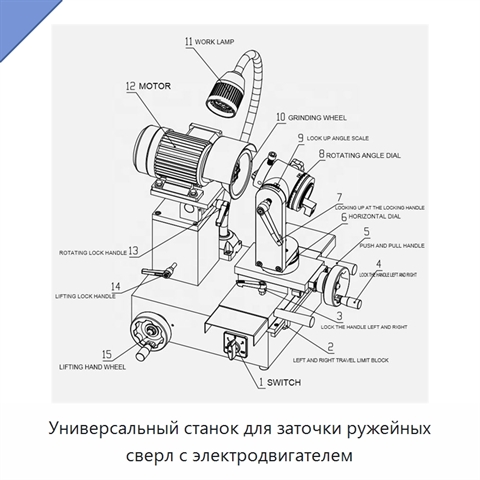 Универсальный станок для заточки ружейных сверл с электродвигателем