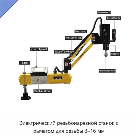 Электрический резьбонарезной станок с рычагом для резьбы 3–16 мм