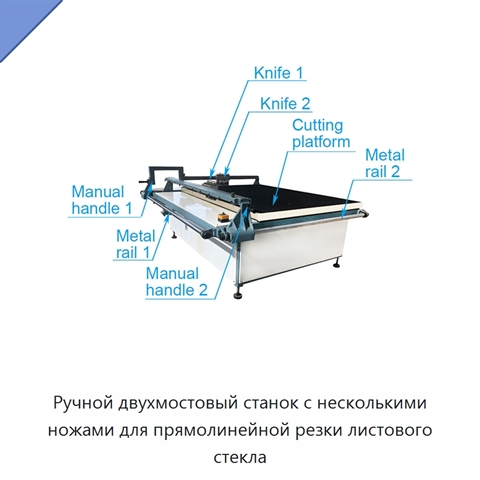 Ручной двухмостовый станок с несколькими ножами для прямолинейной резки листового стекла