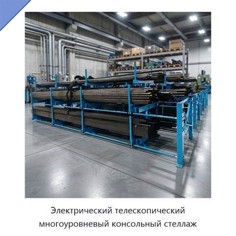 Электрический телескопический многоуровневый консольный стеллаж