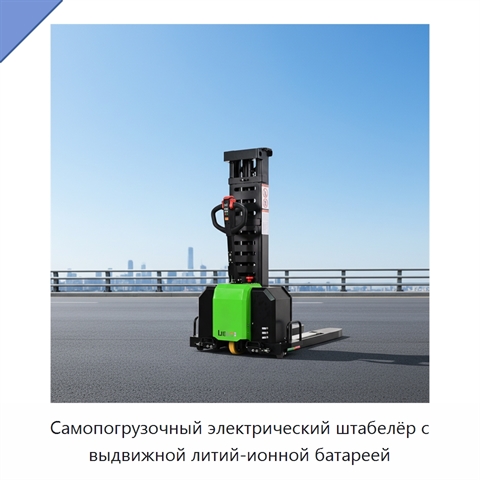 Самопогрузочный электрический штабелёр с выдвижной литий-ионной батареей