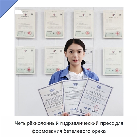 Четырёхколонный гидравлический пресс для формования бетелевого ореха