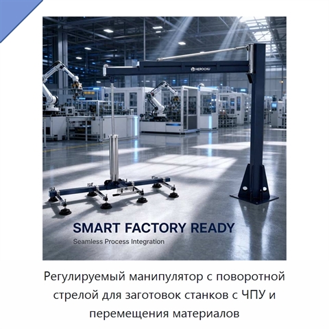 Регулируемый манипулятор с поворотной стрелой для заготовок станков с ЧПУ и перемещения материалов