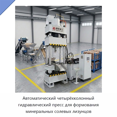 Автоматический четырёхколонный гидравлический пресс для формования минеральных солевых лизунцов