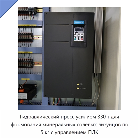 Гидравлический пресс усилием 330 т для формования минеральных солевых лизунцов по 5 кг с управлением ПЛК