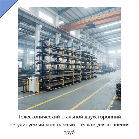 Телескопический стальной двухсторонний регулируемый консольный стеллаж для хранения труб