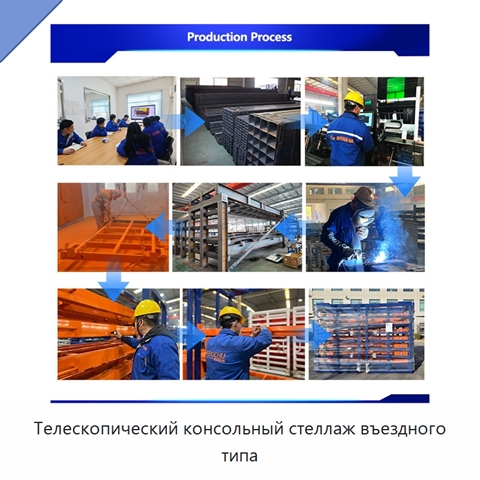 Телескопический консольный стеллаж въездного типа