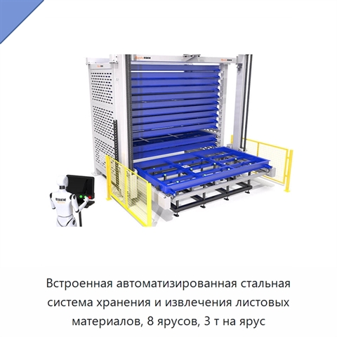 Встроенная автоматизированная стальная система хранения и извлечения листовых материалов, 8 ярусов, 3 т на ярус