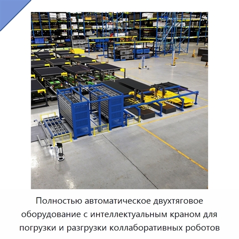 Полностью автоматическое двухтяговое оборудование с интеллектуальным краном для погрузки и разгрузки коллаборативных роботов