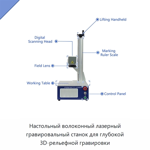 Настольный волоконный лазерный гравировальный станок для глубокой 3D-рельефной гравировки