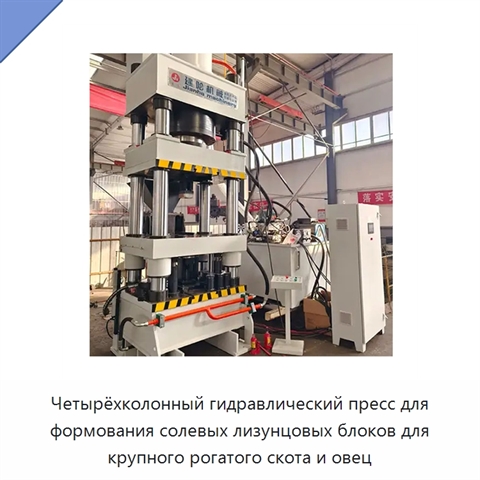 Четырёхколонный гидравлический пресс для формования солевых лизунцовых блоков для крупного рогатого скота и овец