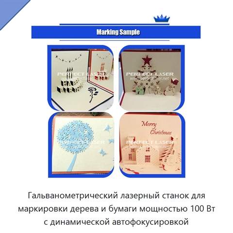 Гальванометрический лазерный станок для маркировки дерева и бумаги мощностью 100 Вт с динамической автофокусировкой