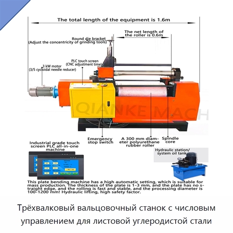 Трёхвалковый вальцовочный станок с числовым управлением для листовой углеродистой стали