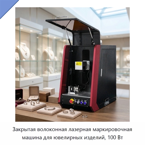 Закрытая волоконная лазерная маркировочная машина для ювелирных изделий, 100 Вт