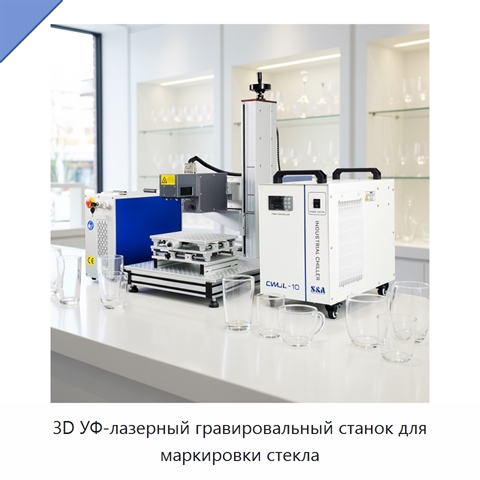 3D УФ-лазерный гравировальный станок для маркировки стекла