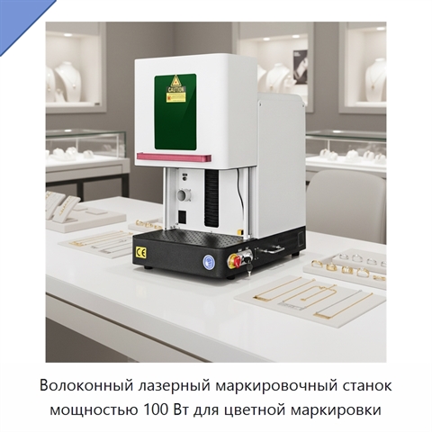 Волоконный лазерный маркировочный станок мощностью 100 Вт для цветной маркировки