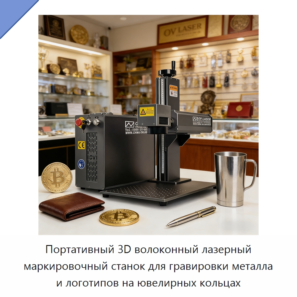 Портативный 3D волоконный лазерный маркировочный станок для гравировки металла и логотипов на ювелирных кольцах — Лазерные маркировочные станки