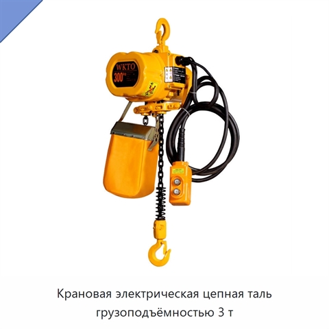 Крановая электрическая цепная таль грузоподъёмностью 3 т