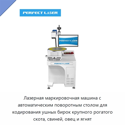 Лазерная маркировочная машина с автоматическим поворотным столом для кодирования ушных бирок крупного рогатого скота, свиней, овец и ягнят