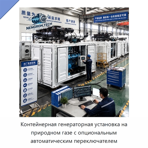 Контейнерная генераторная установка на природном газе с опциональным автоматическим переключателем