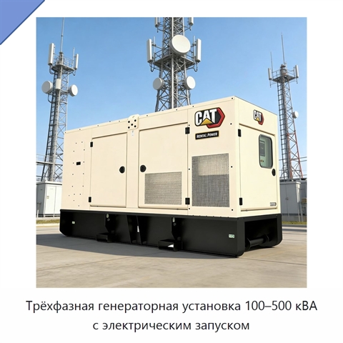 Трёхфазная генераторная установка 100–500 кВА с электрическим запуском