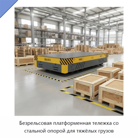 Безрельсовая платформенная тележка со стальной опорой для тяжёлых грузов