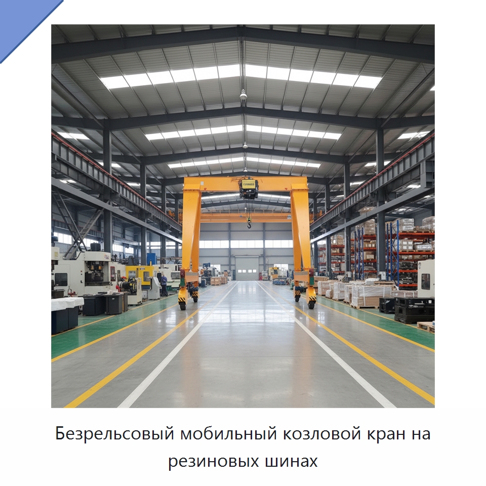 Безрельсовый мобильный козловой кран на резиновых шинах — Краны