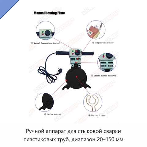 Ручной аппарат для стыковой сварки пластиковых труб, диапазон 20–150 мм