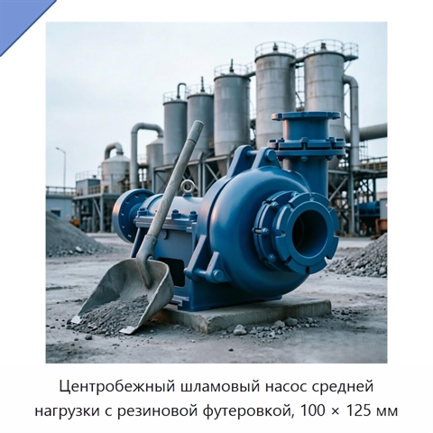 Центробежный шламовый насос средней нагрузки с резиновой футеровкой, 100 × 125 мм