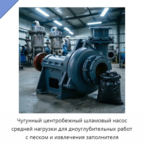 Чугунный центробежный шламовый насос средней нагрузки для дноуглубительных работ с песком и извлечения заполнителя