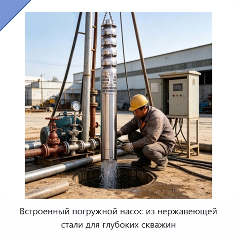 Встроенный погружной насос из нержавеющей стали для глубоких скважин