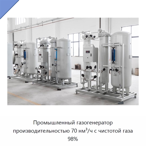 Промышленный газогенератор производительностью 70 нм³/ч с чистотой газа 98%