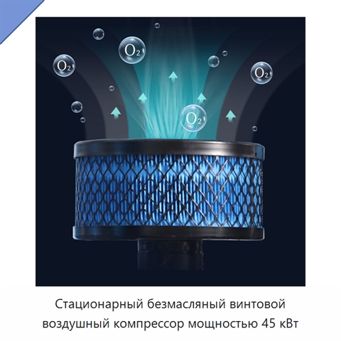 Стационарный безмасляный винтовой воздушный компрессор мощностью 45 кВт