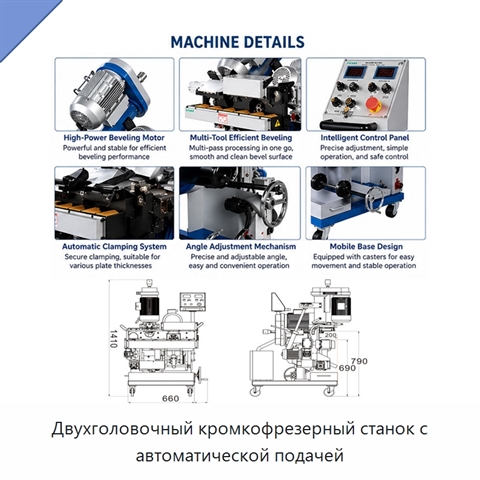 Двухголовочный кромкофрезерный станок с автоматической подачей