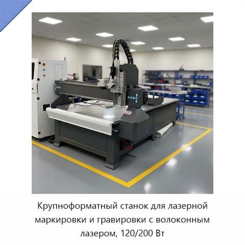 Крупноформатный станок для лазерной маркировки и гравировки с волоконным лазером, 120/200 Вт