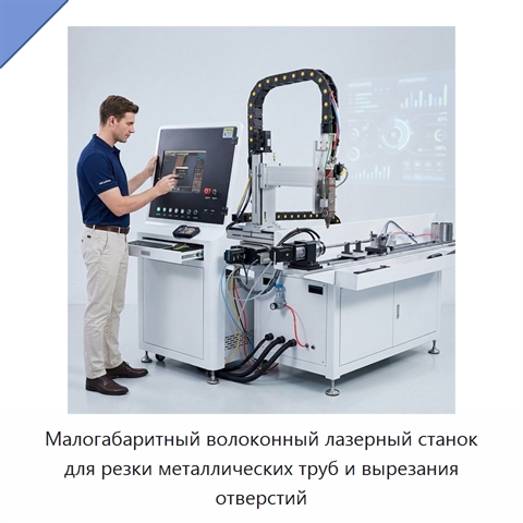 Малогабаритный волоконный лазерный станок для резки металлических труб и вырезания отверстий