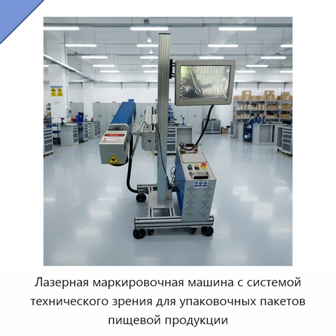 Лазерная маркировочная машина с системой технического зрения для упаковочных пакетов пищевой продукции