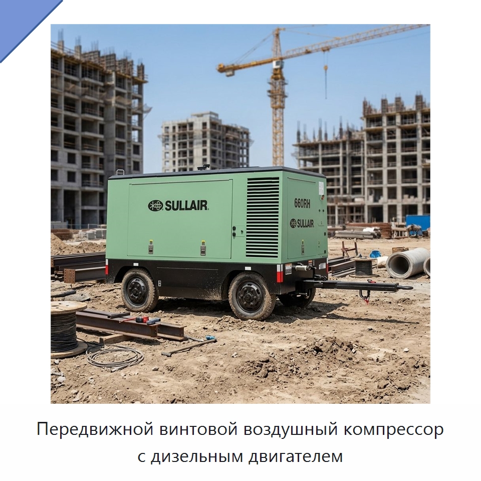Передвижной винтовой воздушный компрессор с дизельным двигателем — Промышленные компрессоры