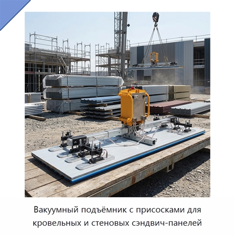 Вакуумный подъёмник с присосками для кровельных и стеновых сэндвич-панелей