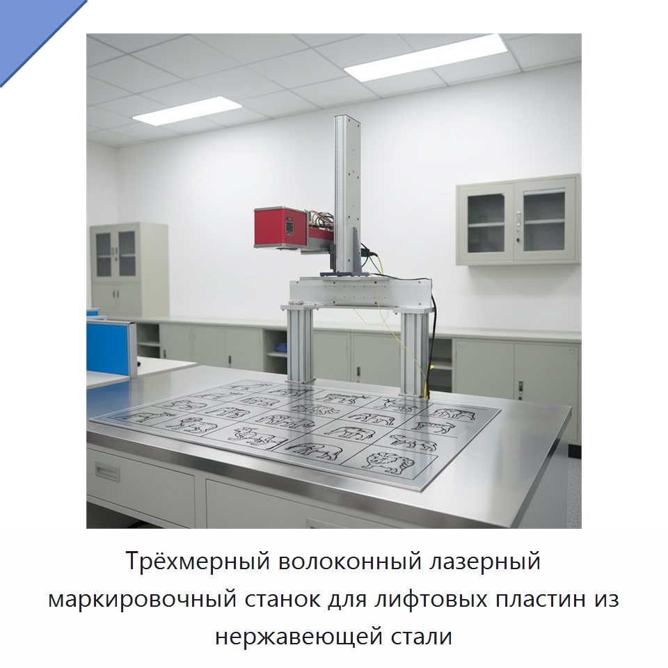 Трёхмерный волоконный лазерный маркировочный станок для лифтовых пластин из нержавеющей стали — Лазерные маркировочные станки