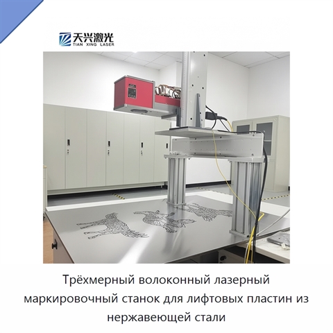 Трёхмерный волоконный лазерный маркировочный станок для лифтовых пластин из нержавеющей стали