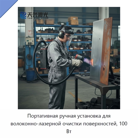 Портативная ручная установка для волоконно-лазерной очистки поверхностей, 100 Вт