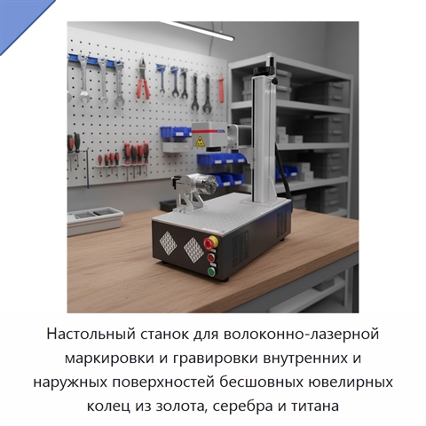 Настольный станок для волоконно-лазерной маркировки и гравировки внутренних и наружных поверхностей бесшовных ювелирных колец из золота, серебра и титана