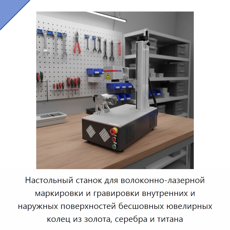 Настольный станок для волоконно-лазерной маркировки и гравировки внутренних и наружных поверхностей бесшовных ювелирных колец из золота, серебра и титана — Лазерные маркировочные станки