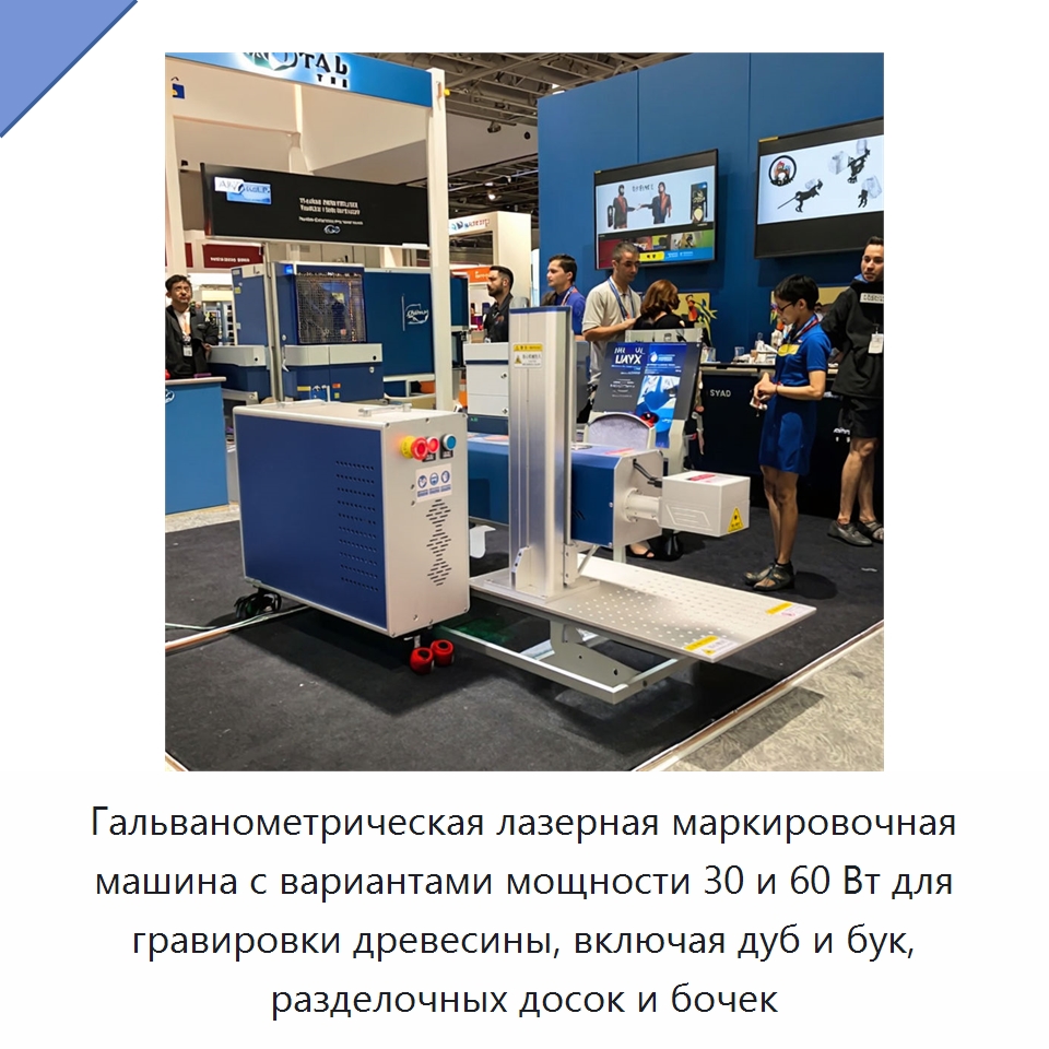 Гальванометрическая лазерная маркировочная машина с вариантами мощности 30 и 60 Вт для гравировки древесины, включая дуб и бук, разделочных досок и бочек — Лазерные маркировочные станки