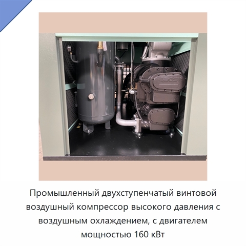 Промышленный двухступенчатый винтовой воздушный компрессор высокого давления с воздушным охлаждением, с двигателем мощностью 160 кВт