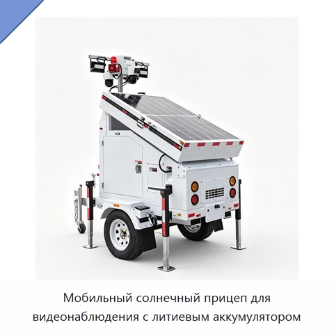 Мобильный солнечный прицеп для видеонаблюдения с литиевым аккумулятором