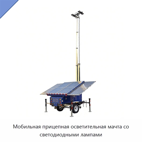 Мобильная прицепная осветительная мачта со светодиодными лампами