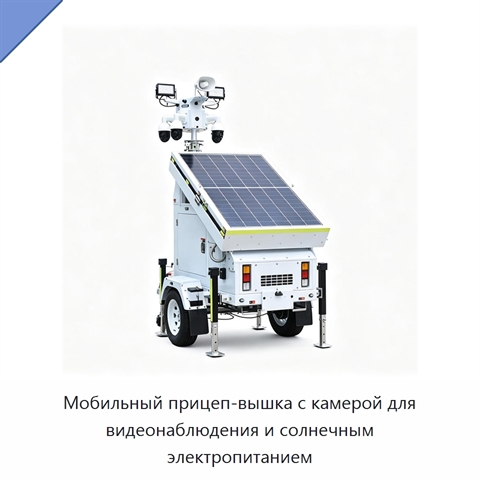 Мобильный прицеп-вышка с камерой для видеонаблюдения и солнечным электропитанием